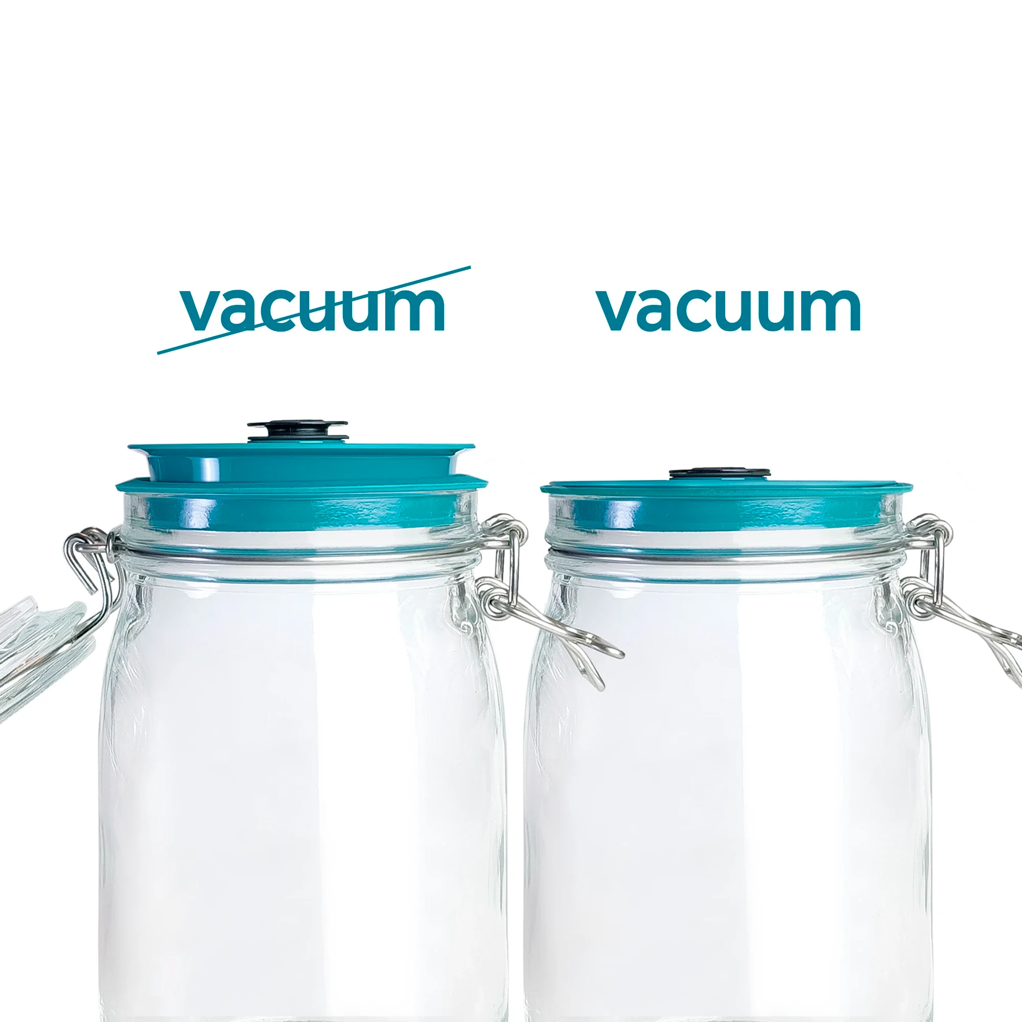 Airtender Clip Top Jar Vacuum Lid BK90 Set of 3 + Pump